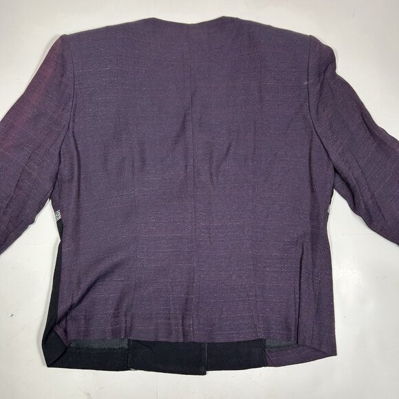 Vtg D.J. Summers Women 2Pc Jacket & Pants Set Black Purple Lace Line Sz 10 USA - Picture 6 of 13
